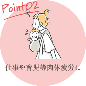 Point02 仕事や育児等肉体疲労に